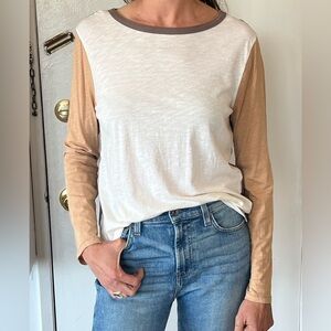 Madewell beige colorblock long sleeve t shirt